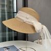 New French Pearl Lace Streamer Large Edge Duck Tongue Straw Hat Women's Small Fragrant Wind Vacation Beach Sun Protection Visor
