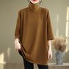 Women's Plus Size Retro High Neck Short Sleeve T-shirt, Autumn 2025, Loose & Slimming Outerwear, Regular Shoulder Base Layer.