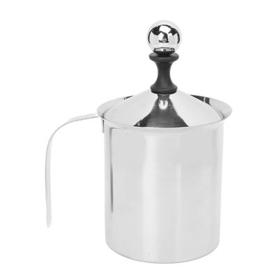 Manual Milk Frother 304 Stainless Steel Double Layer Brushed Process 800cc Capacity Wide Handle