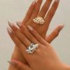 Vintage White Imitation Pearl Open Rings for Women Punk Gold Color Small Ball Adjustable Knuckle Joint Ring Jewelry Gift