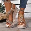 Fashion Pearl Crystal Decor Wedge Sandals for Women Bohamian Style Chunky Platform Sandalias Mujer Summer 2025 Thick Bottom Beach Shoes
