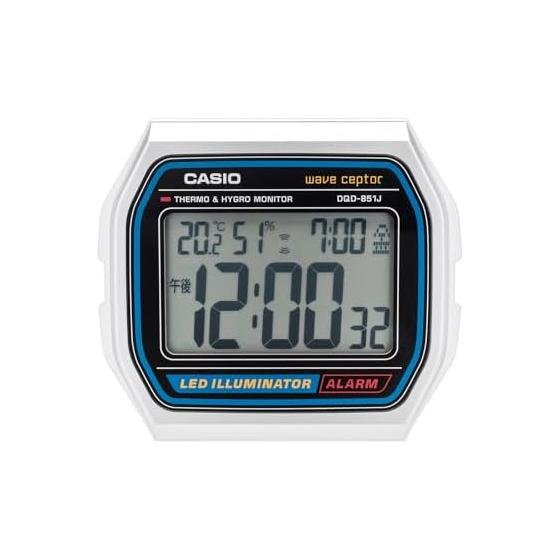 Réveil CASIO Radio-réveil Température Humidité Date Jour de la semaine Son électronique Alarme Snooze Lumière Argent DQD-851J-8JF