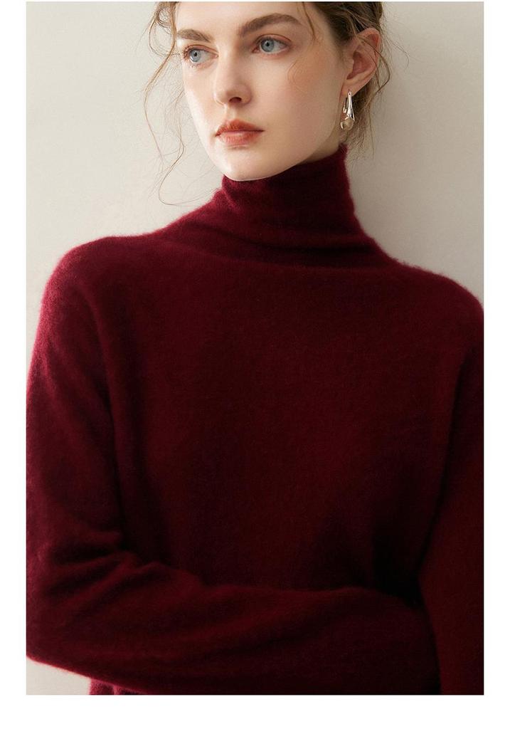 Women's 100% Pure Cashmere High Neck Sweater - Autumn/Winter 2026 Collection, Versatile Loose Knitwear