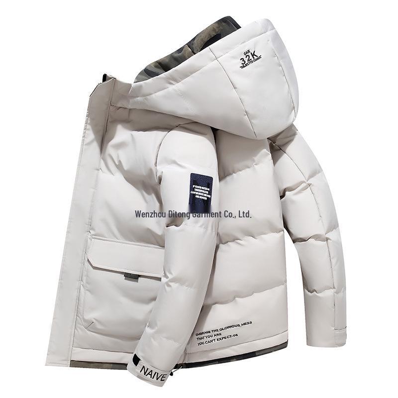 Мужская зимняя утолщенная хлопковая куртка - Короткая верхняя одежда в корейском стиле 4XL хаки