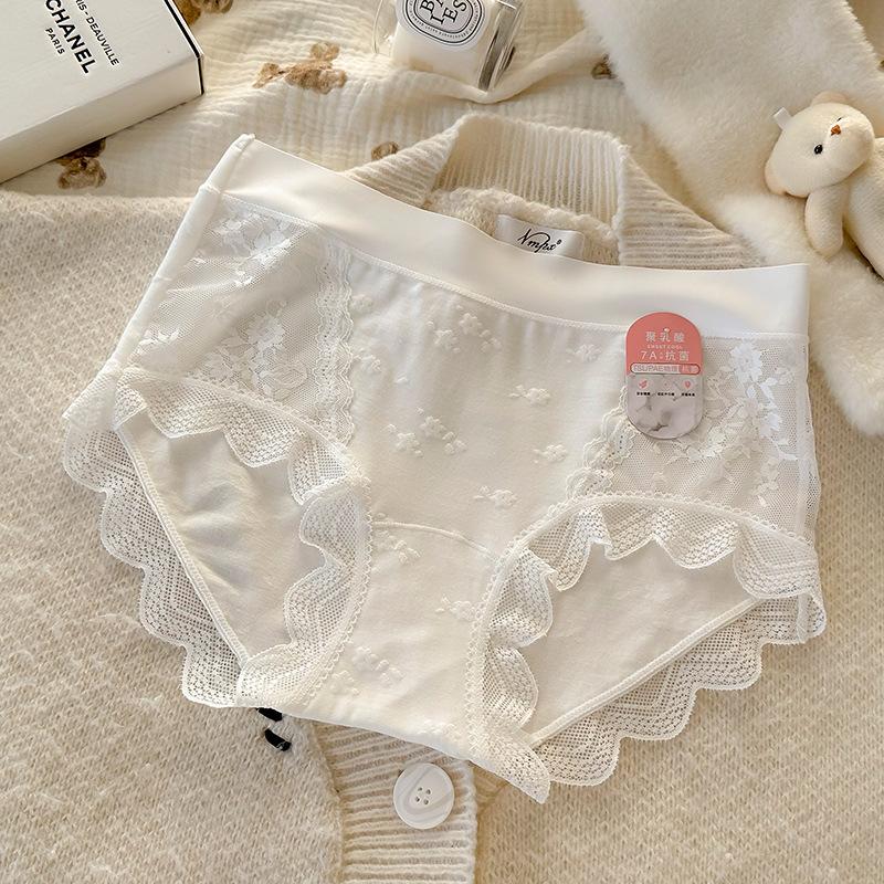 Women S Mid Waist Lace Modal Underwear 7a Antibacterial Plus Size Panties