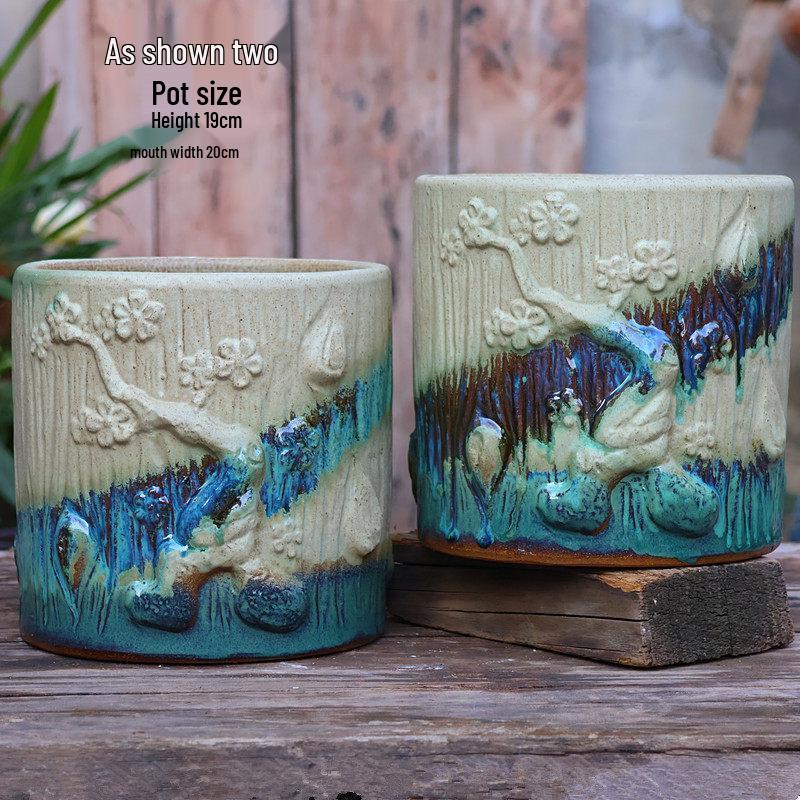 Large Retro Square Ceramic Succulent and Orchid Pot