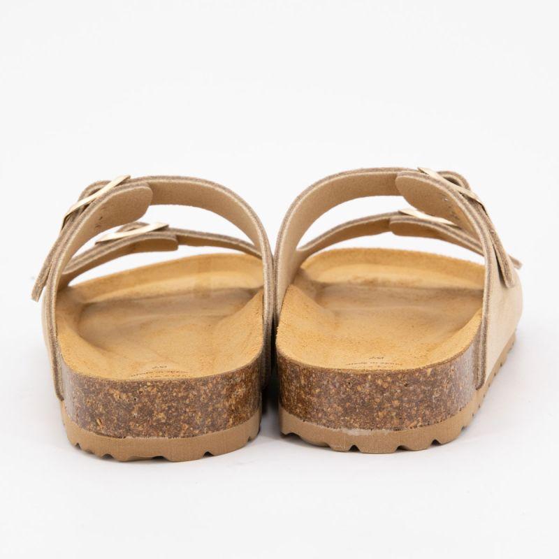 Mules double bride en cuir sable Femme I AM