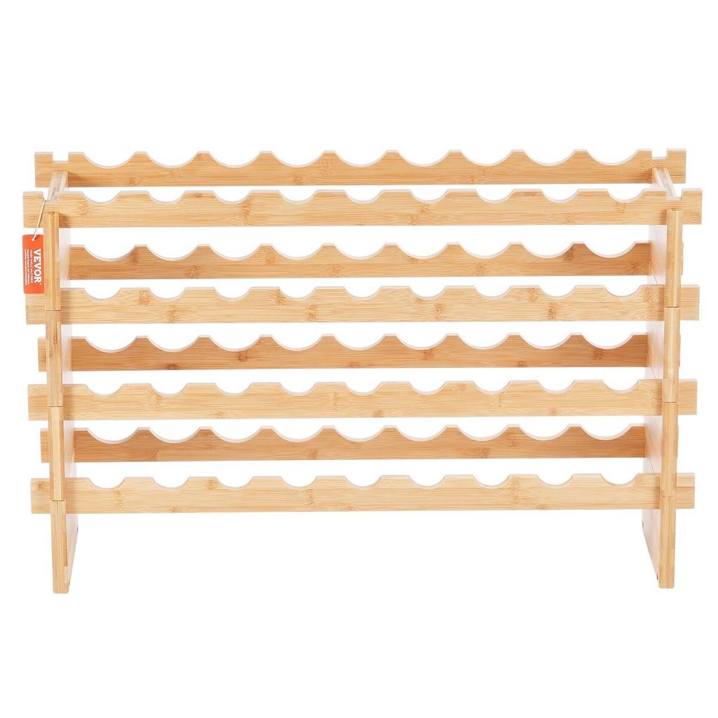 36 Bottle Stackable Modular Wine Rack Bamboo Wood Display Shelf 4-Tier