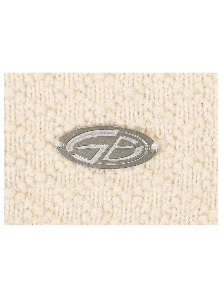 GUBIN Retro Pattern V-Neck Knit - Ivory