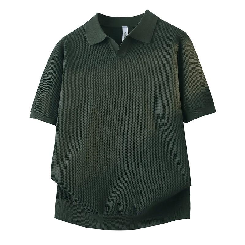 Heren Retro Stijl Korte Mouw Polo Shirt 2026 Dunne Gebreide Casual Katoenmix T-shirt Dagelijks Gebruik