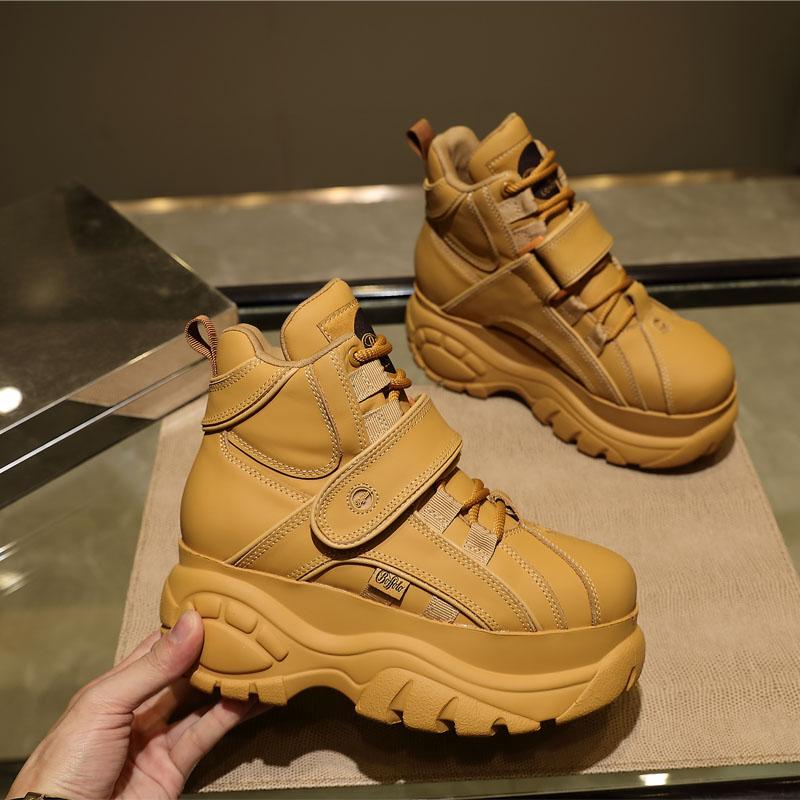 Piattaforma in Vera Pelle di Alta Qualità Scarpe Buffalo Sneakers Casual da Donna Punta Tonda Lusso Scarpe da Papà ST487 ST488 41
