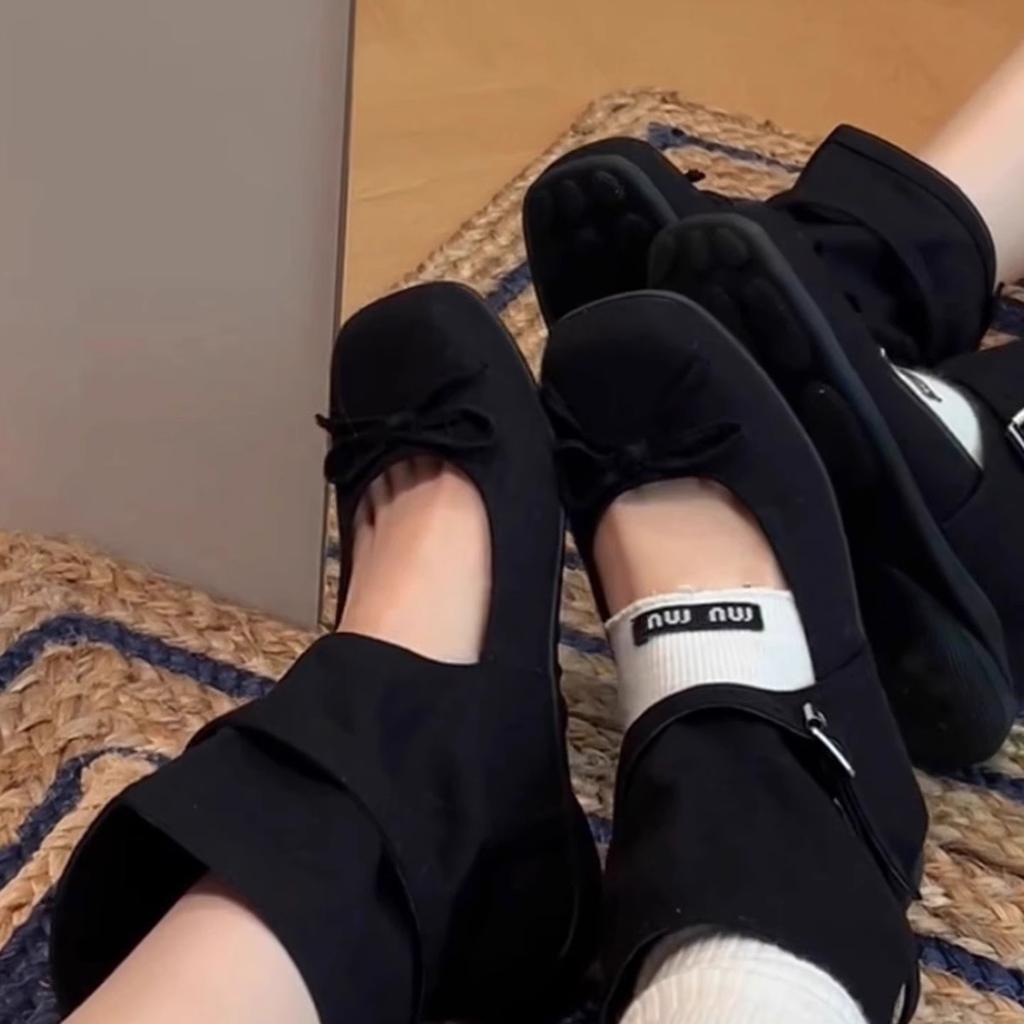 Ballet Style Bow Hollow Cool Boots Women's 2025 Summer New Versatile Breathable Inner Height Increase Mary Jane Stacking Boots