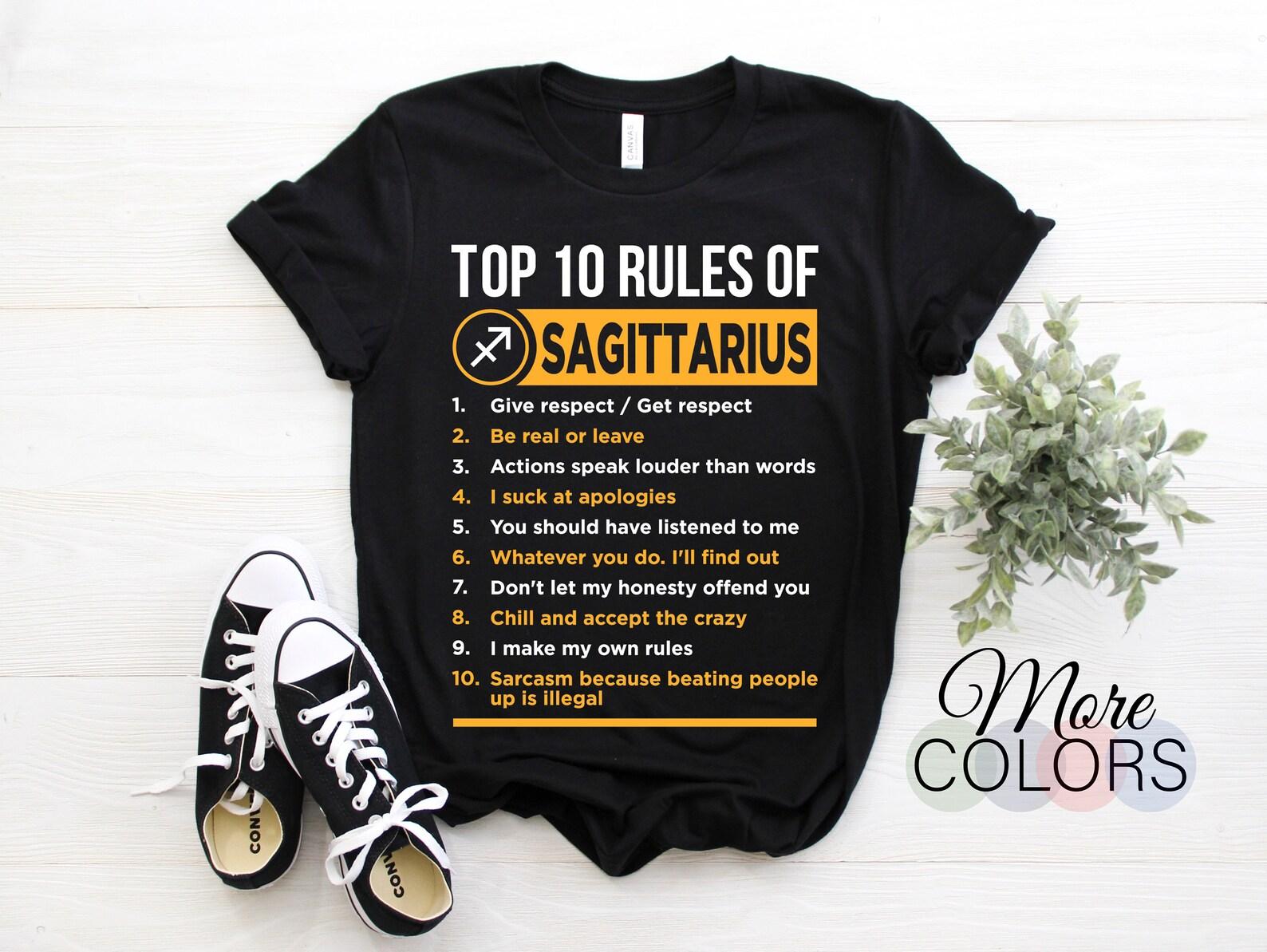 Sagittarius Traits Rules Facts Horoscope Zodiac Sign T-Shirt, Sagittarius Gift Tees, November 22 - December 21 Birthday Present Mom Dad, 130