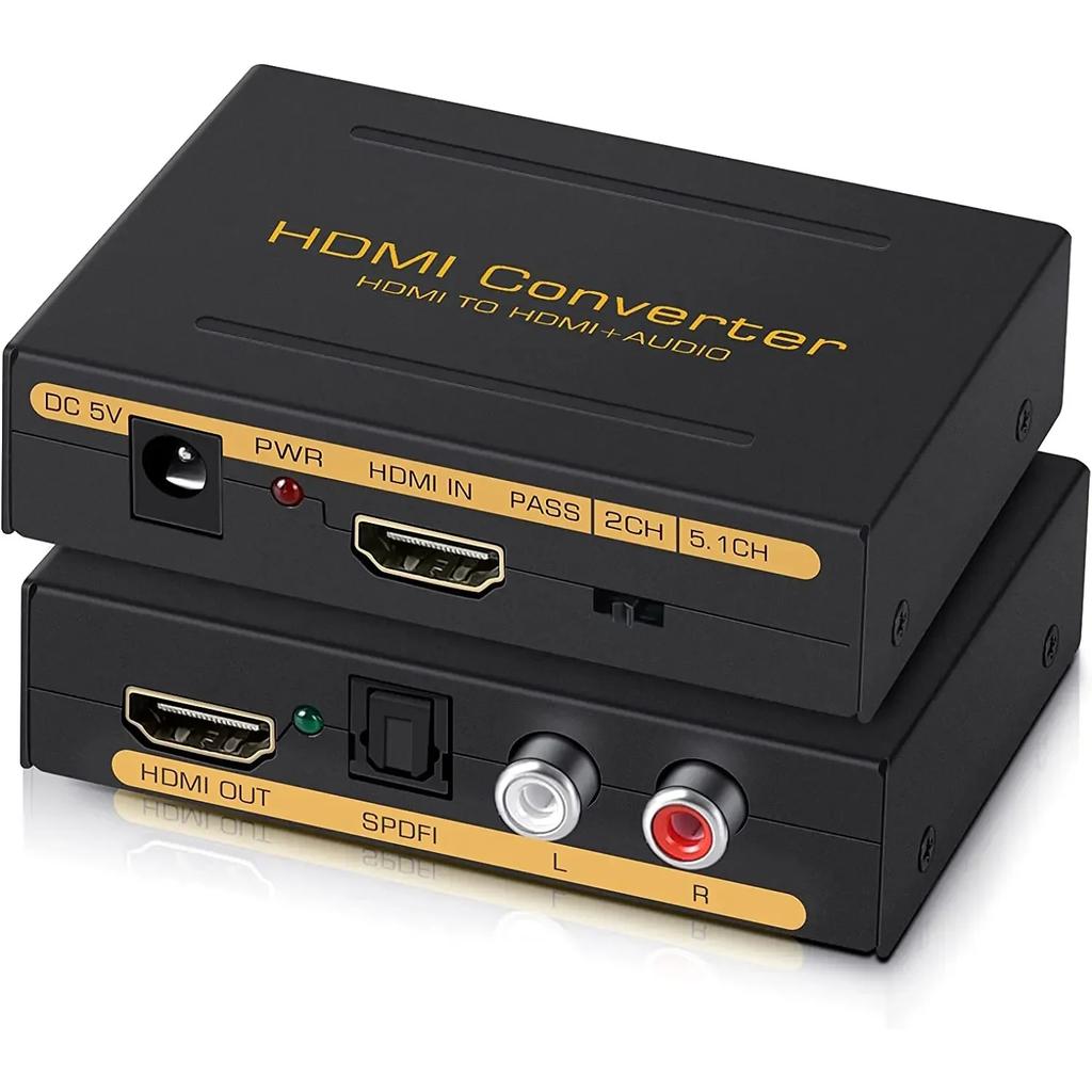 FX323 EU Plug HDMI-Compatible Audio Extractor Converter HD+ Audio ( SPDIF + RCA L/R Stereo ) for Fire Stick Xbox PS5 Support 3D HDCP2.2 18Gpbs