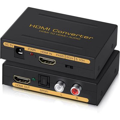 FX323 EU Plug HDMI-Compatible Audio Extractor Converter HD+ Audio ( SPDIF + RCA L/R Stereo ) for Fire Stick Xbox PS5 Support 3D HDCP2.2 18Gpbs