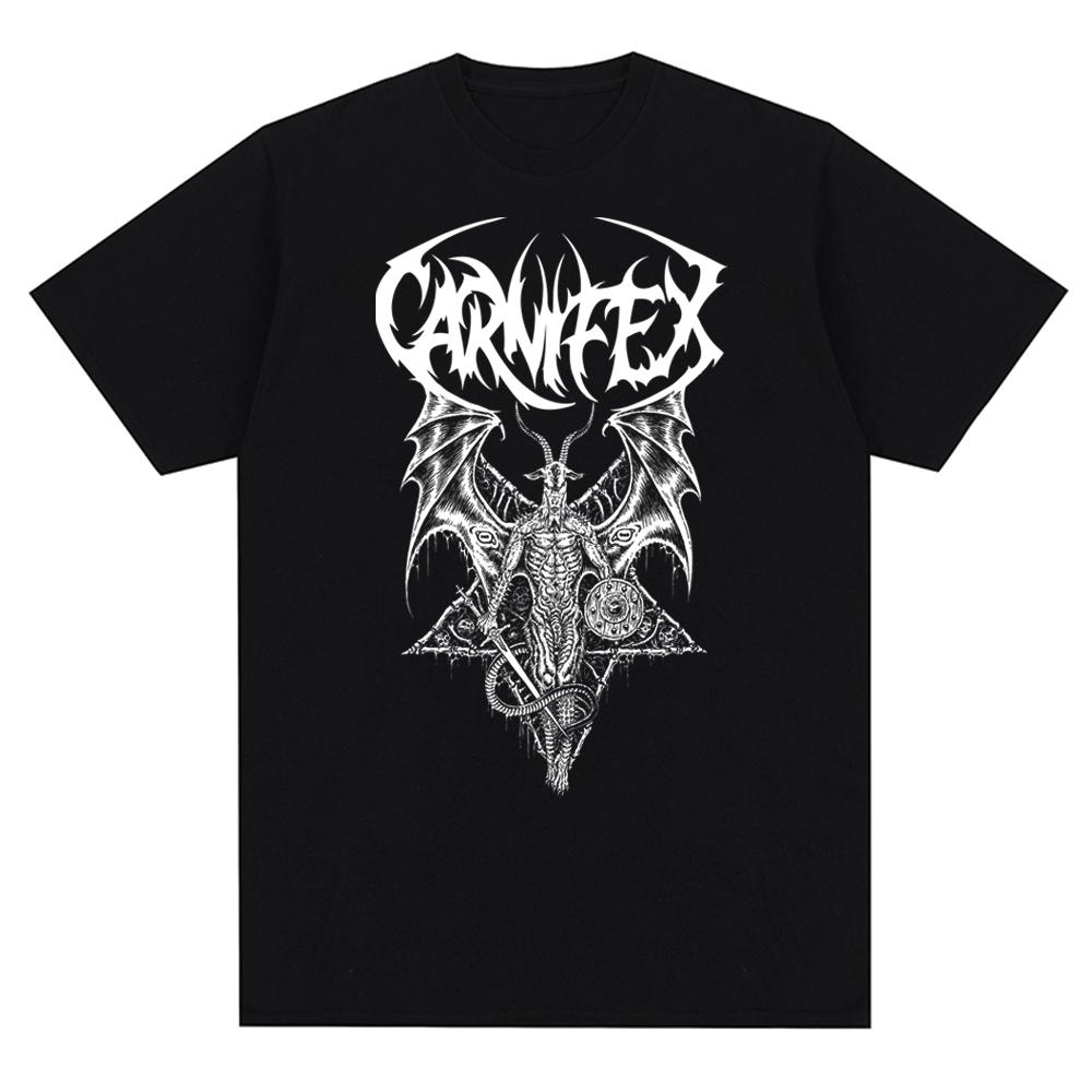 Men's O-Neck Shirt Vintage Carnifex Band Print Short Sleeve Oversized Casual Cotton Tshirts Trend Pattern Tees Everyday Clothes