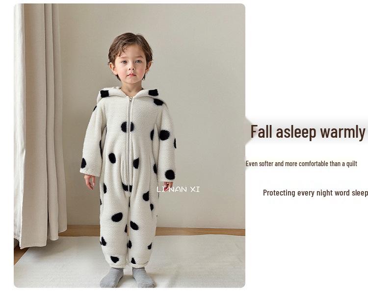 Super Cute Korean Style Baby Fleece Romper - Warm Hooded Autumn/Winter Crawling Suit