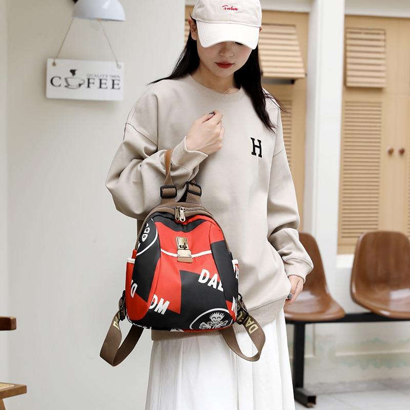 Backpack women's new high-end women's backpack fashion leisure travel Oxford cloth canvas waterproof schoolbag