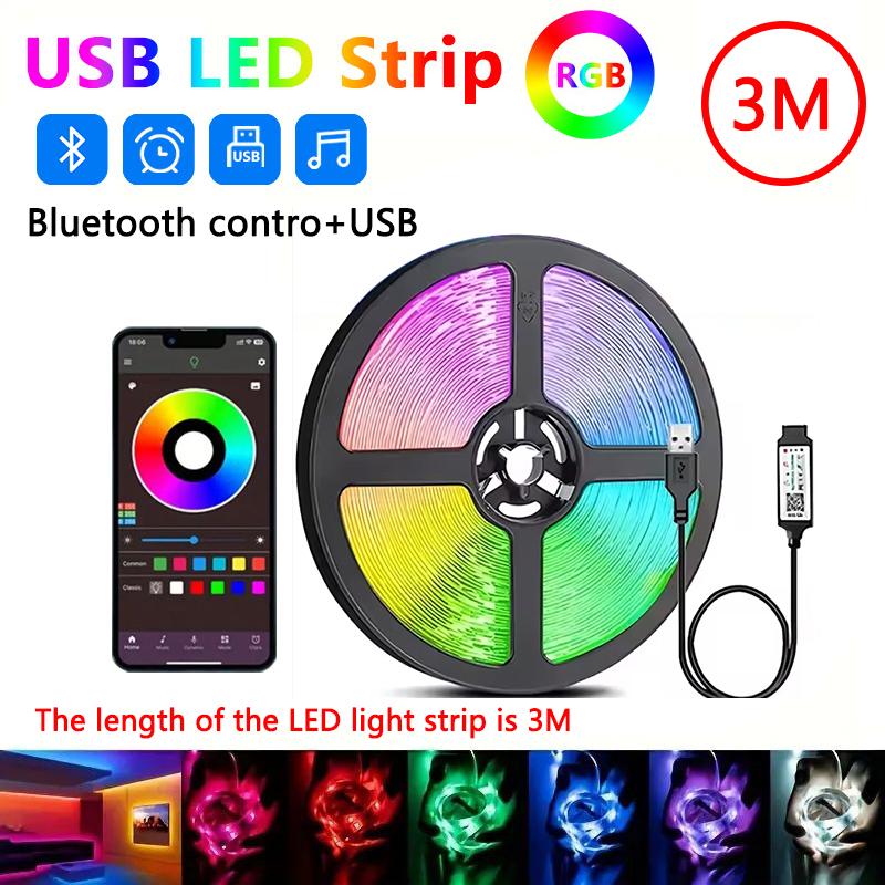 USB LED Strip Lights APP Control Color Changing SMD5050 RGB Led Light Flexible Lamp Tape for Room Decoration TV Backlight Diode