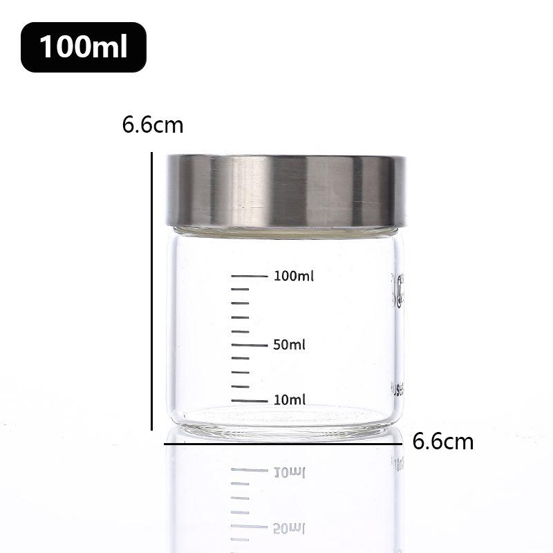 

100-500ml Glass Storage Cup Portable Seal Thickening High Borosilicate Thermostability Liquid Storage Cup Scale Sealed Jar
