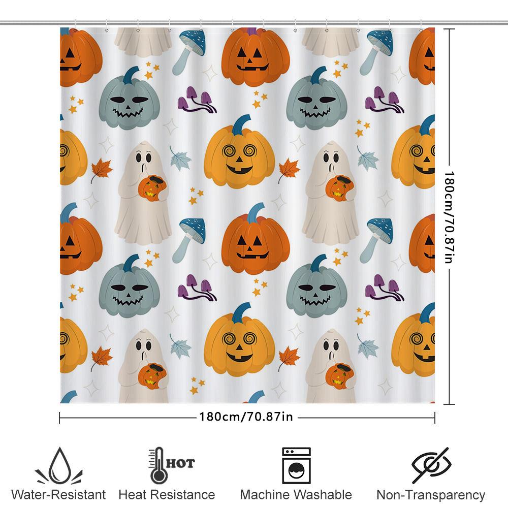 Halloween-Themed Shower Curtains With Pumpkin Ghosts For Home Decor In Bathroom Accessories