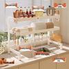 White 76cm Double-Layer Stainless Steel Over-Sink Dish Drying Rack