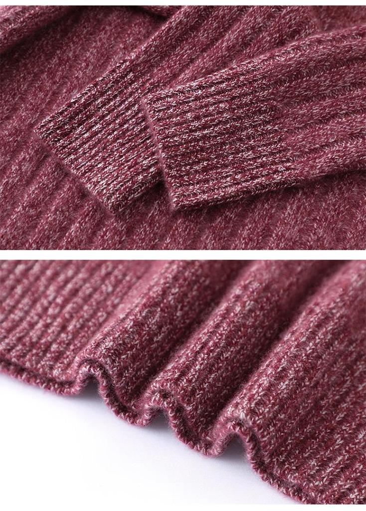 Women's Cashmere Knit Base Layer Top: Three-Strand, Long Sleeve, Loose Fit, Warm, High Neck, Soft, Versatile, Skin-Friendly Sweater