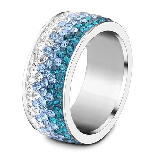 8mm Fashion Zircon Inlaid Gradient Ring for Women Men Stainless Steel Exquisite Ring Jewelry Party Birthday Gift Wholesale