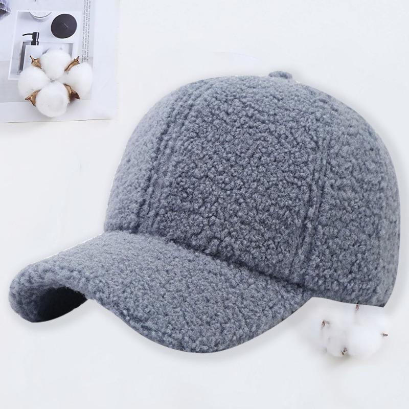 Autumn and Winter Lamb Wool Baseball Cap Warm Fashion Light Board Cap Embroidery Letter Hat