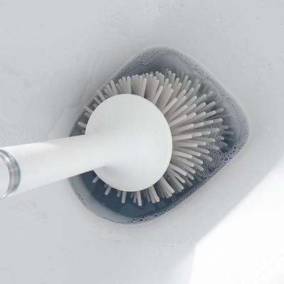 Water Spray Silicone Toilet Brush Long Handle Refillable Silicone Brush With Wall-Mounted Bathroom Cleaning Accessories