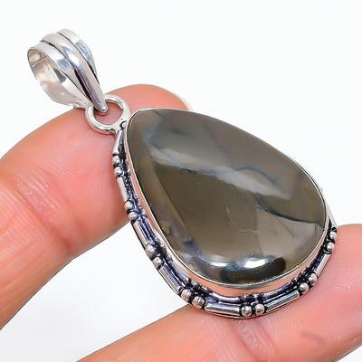 Natural Spider Web Jasper Handmade 925 Sterling Silver Pendant 1.89" g7Y80