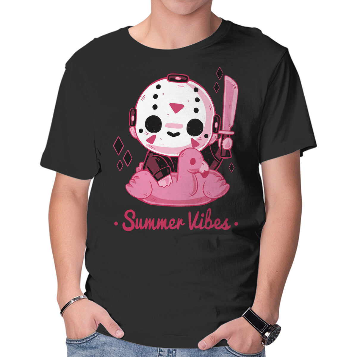 Unisex Crew Neck T-Shirt Creepy Summer Vibes Graphic Short Sleeve Casual Tee XL