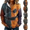 Women's Fashion Hooded Halloween Print Sweatshirt with Buttons for Festive
