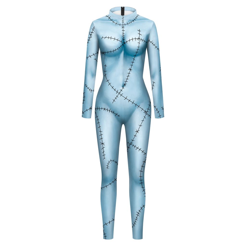 Christmas Horror Sally Cosplay Costume Halloween Zombie Funny Party Dresses Jumpsuit Leggings Mom Daughter Parent-Child Outfit