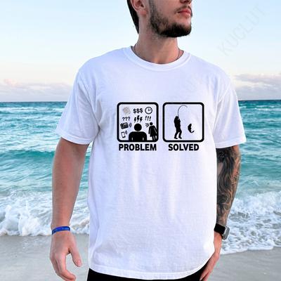 Lustig Das Problem ist gelöst Ehe Geschiedener Liebe Angeln Druck Herren T-Shirts Atmungsaktives T-Shirt Kleidung Sommer Streetwear Tops