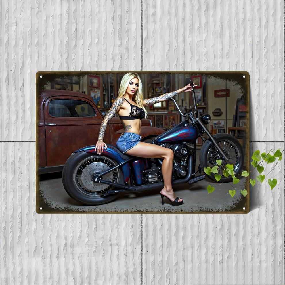 Vintage Metal Motorcycle Wall Art Garage Decor Sign for Man Cave