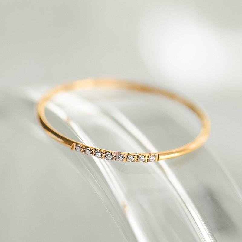 

1mm Thin Stainless Steel 8pcs CZ Inlay Stackable Ring Wedding Band for Women Girl Size 5-10 5 золотой