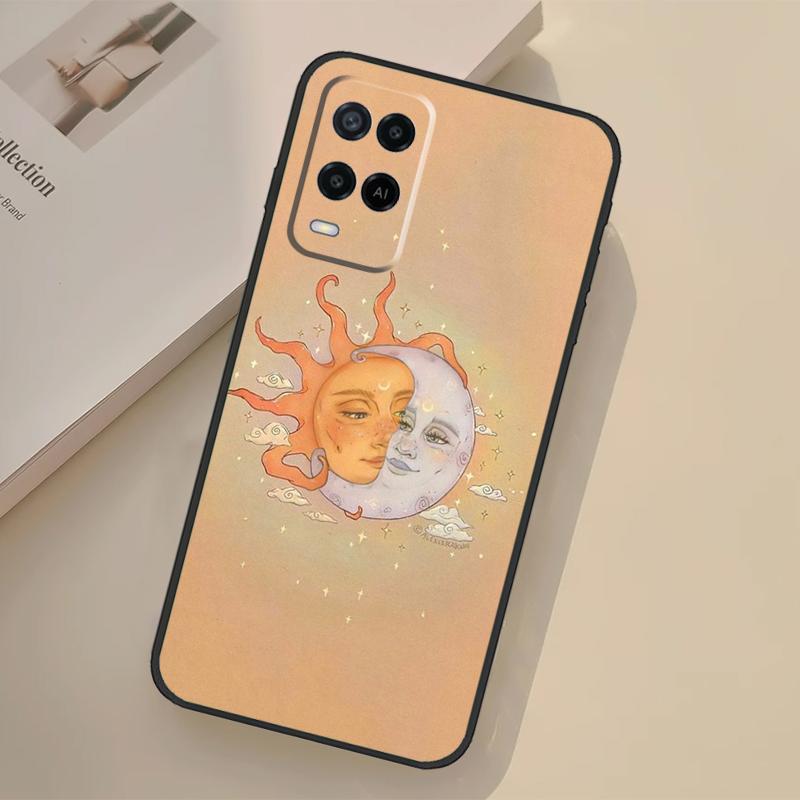 Sun Moon Aesthetic Case For Oppo A76 A96 A16 A17 A18 A60 A80 A40 A38 A58 A78 A98 A94 A74 A54 A15 A57 A77 A5 Pro