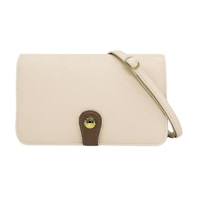 Gisele Women's Slim, Lightweight Shoulder Bag with Wallet, Pouch, Card Case, Passport, and Medicine Book (Ivory X Taupe)