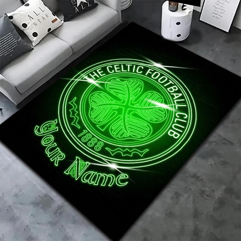 Tappeto Personalizzato con Stemma Celtic Fc per Soggiorno Camera da Letto Casa Decorazione Divano Tappetino Antiscivolo per Giochi Bambini