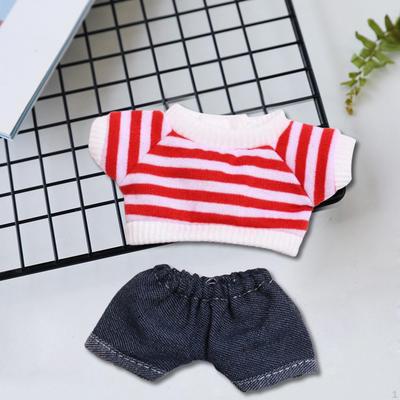 2 Pack Mini Doll Apparel for 6 Inch Dolls, Striped Shorts and Top Set
