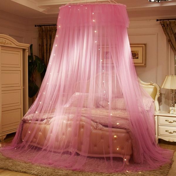 Síťka proti komárům na postel Kupole Baldachýn Princess Lace Síť na postel Závěs Moskytiéra pro montáž na strop Bezplatná instalace Baldachýn postele