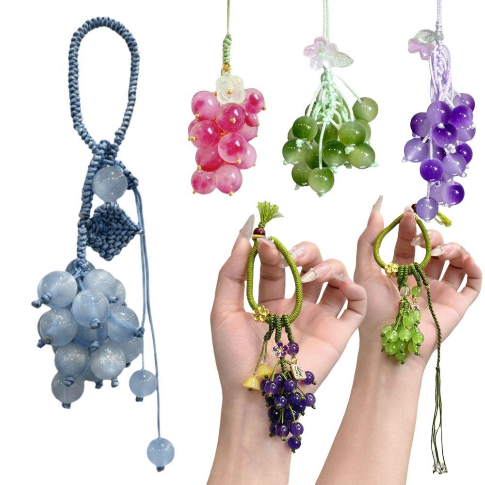 Zinc Zinc Alloy Crystal Grape Phone Chain Elegant Gradient Beads Woven Pendant Backpack