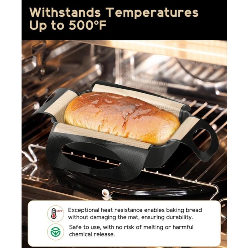 2Pcs Nonstick Silicone Baking Mats Heat Resistant Bread Slings Lifter Loaves Pan Liner Multipurpose Dough Transfer Tool