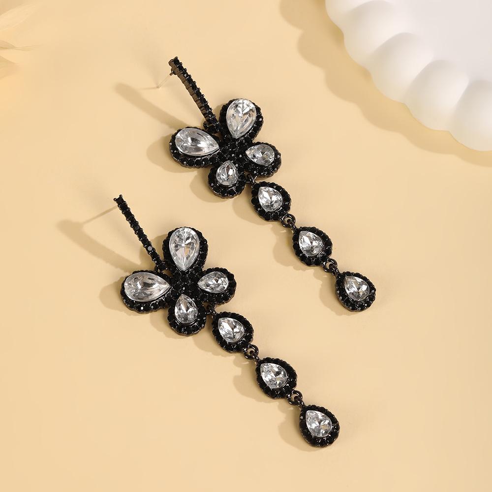 Summer Premium Exaggerated Earrings Retro Long Black Butterfly Pendant Earrings Niche Temperament Earrings