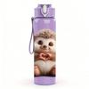 1PC Cute Hedgehog Animal Portrait Print 750ml Color Plastic Sports Water Bottle Leakproof Flip Straw Lid Suitable for Sports Office Home Use
