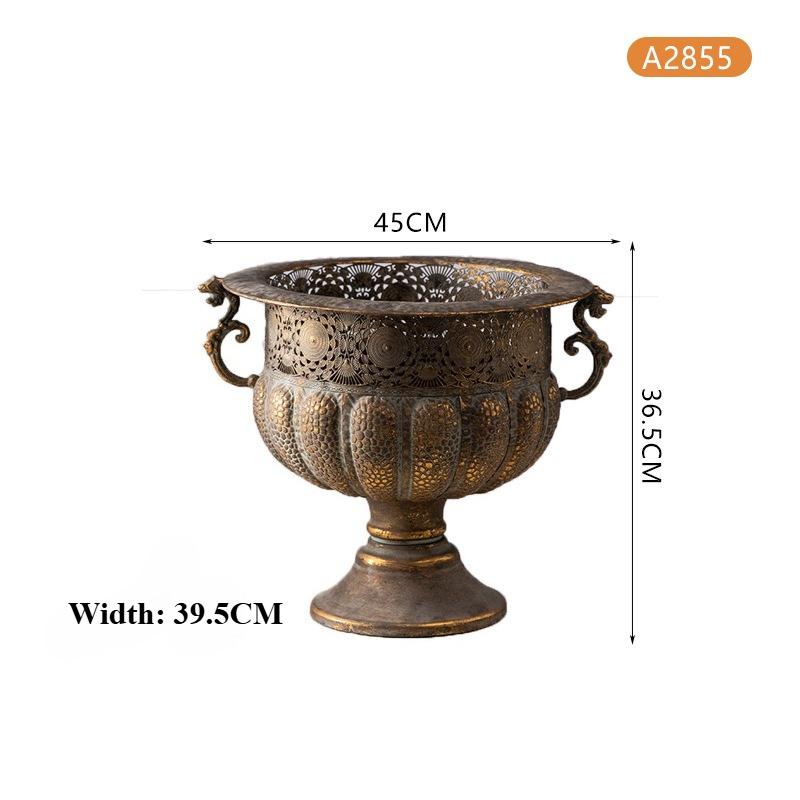 Retro Iron Art Dried Flower Vase Photography Studio Old Decoration Ornament French Romantic Trophy Shaped Craft
