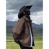 Men's Maillard Brown Waterproof Leather Biker Jacket - Spring/Autumn Turn-Down Collar