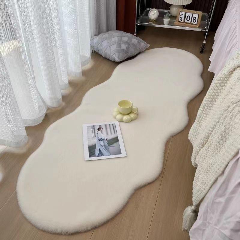 Short Pile Faux Rabbit Fur Rug for Bedroom, Living Room, or Entryway