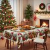 Christmas Snowflakes, Bear Bells, Printed Waterproof Tablecloth, European Style Dining Table Coffee Table Cloth Party Holiday Decorative Cloth
